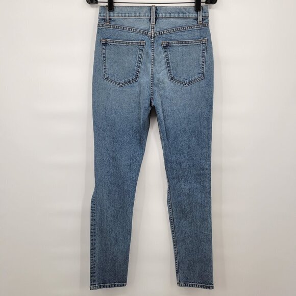 Reformation Women Blue Serena High Waist Skinny Distressed Button Jeans Size 27 - Picture 8 of 14